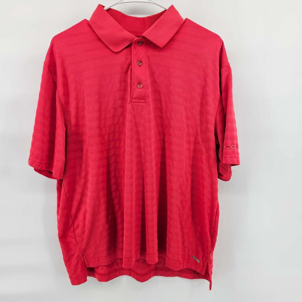 C9 by Champion Golf Polo Shirt Mens L Red‎ Duo Dry Striped Performance